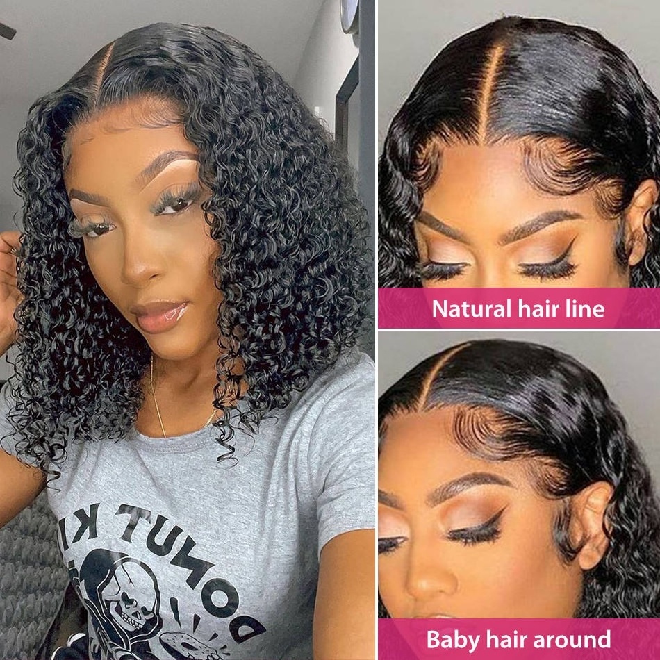 Cheap Short Bob Wigs Human Hair Kinky Curly Lace Front Wigs Human Hair Wholesale Glueless HD Lace Frontal Wigs For Black Women