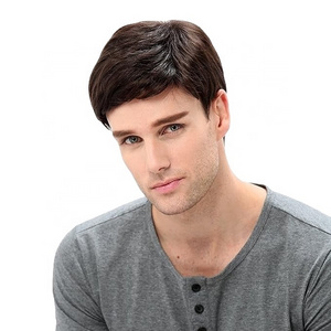 HAVEN HAIR 6 Inch Mens Brown Wig Short Human Hair Wig Adjustable Strap Human Hair Wig With Swiss Lace