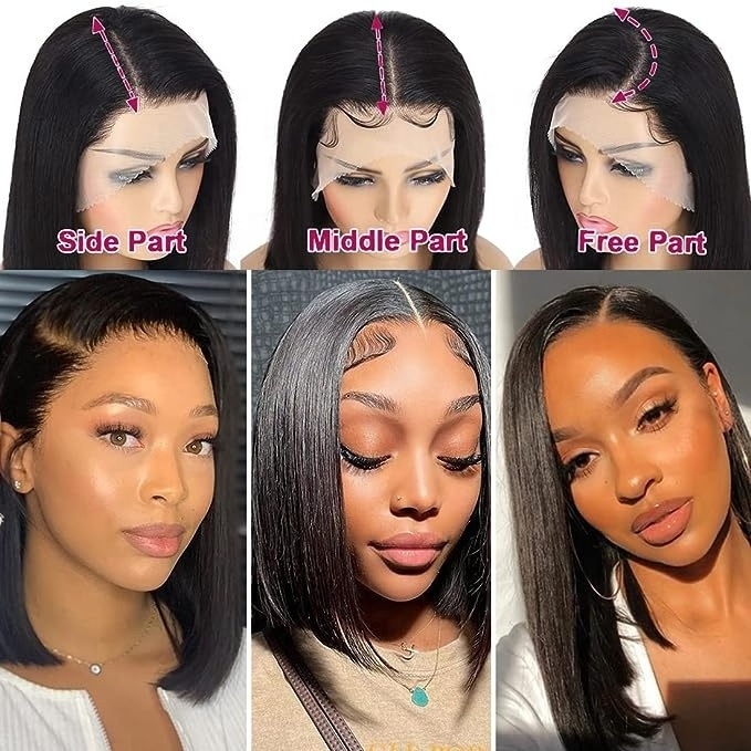 HAVEN HAIR 13x6 Hd Lace Frontal Wigs Human Hair Bone Strait Short Hair Wig For Black Women Natural Black 12a Grade Virgin Human