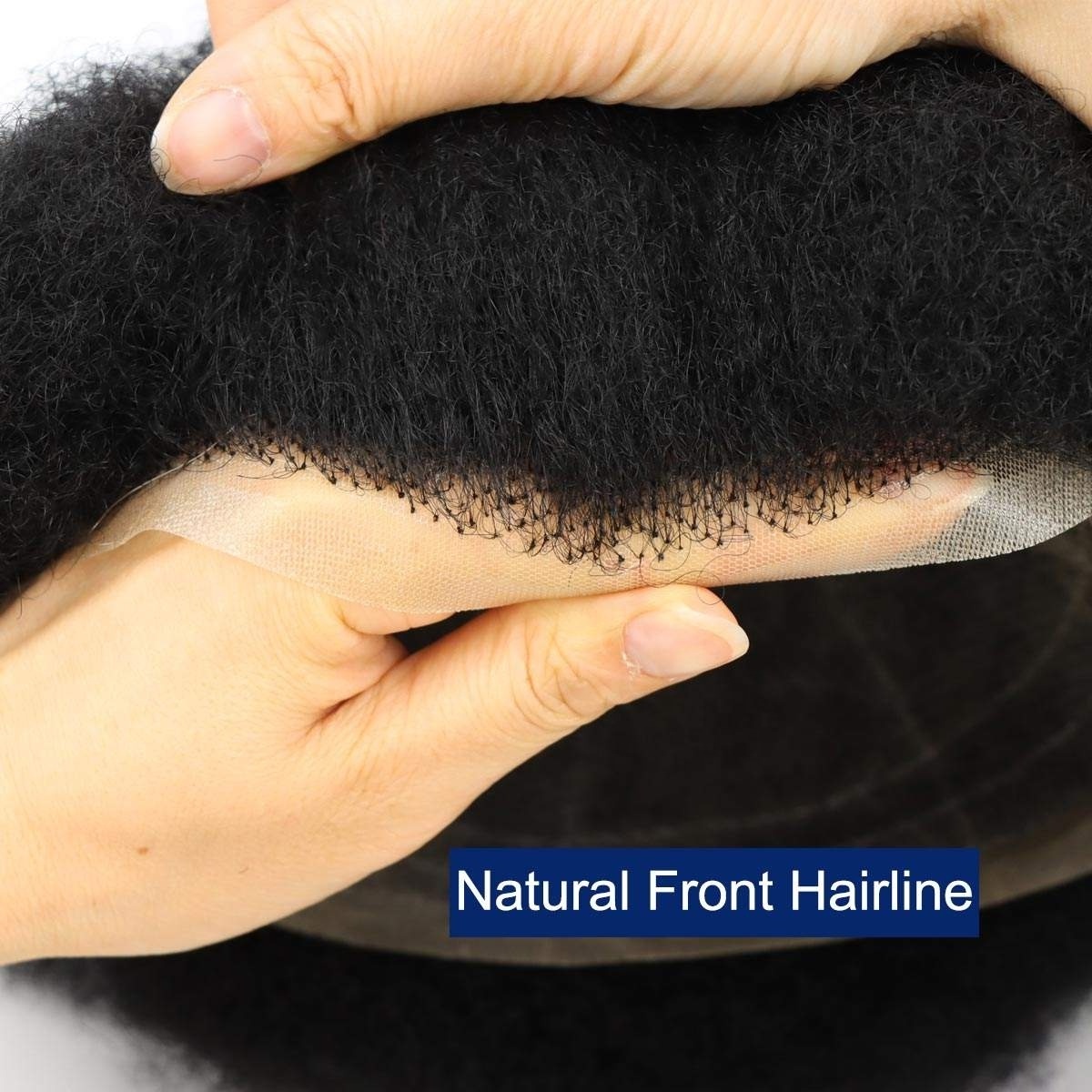 Afro Wave Hair Units For Men Full French Lace Hair Replacement Black Male Curly Afro Toupee African American Human Hair Men Wigs