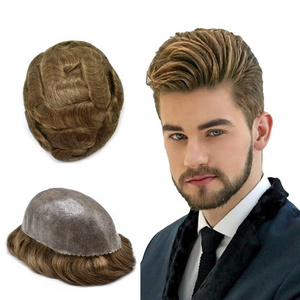 In Stock Good Quality Men Toupees Replacement Human Hair Hairpiece Natural 100% Human Man Hair Wig For Men Toupee