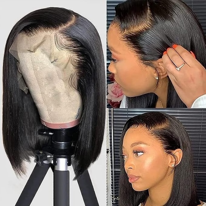 HAVEN HAIR 13x6 Hd Lace Frontal Wigs Human Hair Bone Strait Short Hair Wig For Black Women Natural Black 12a Grade Virgin Human