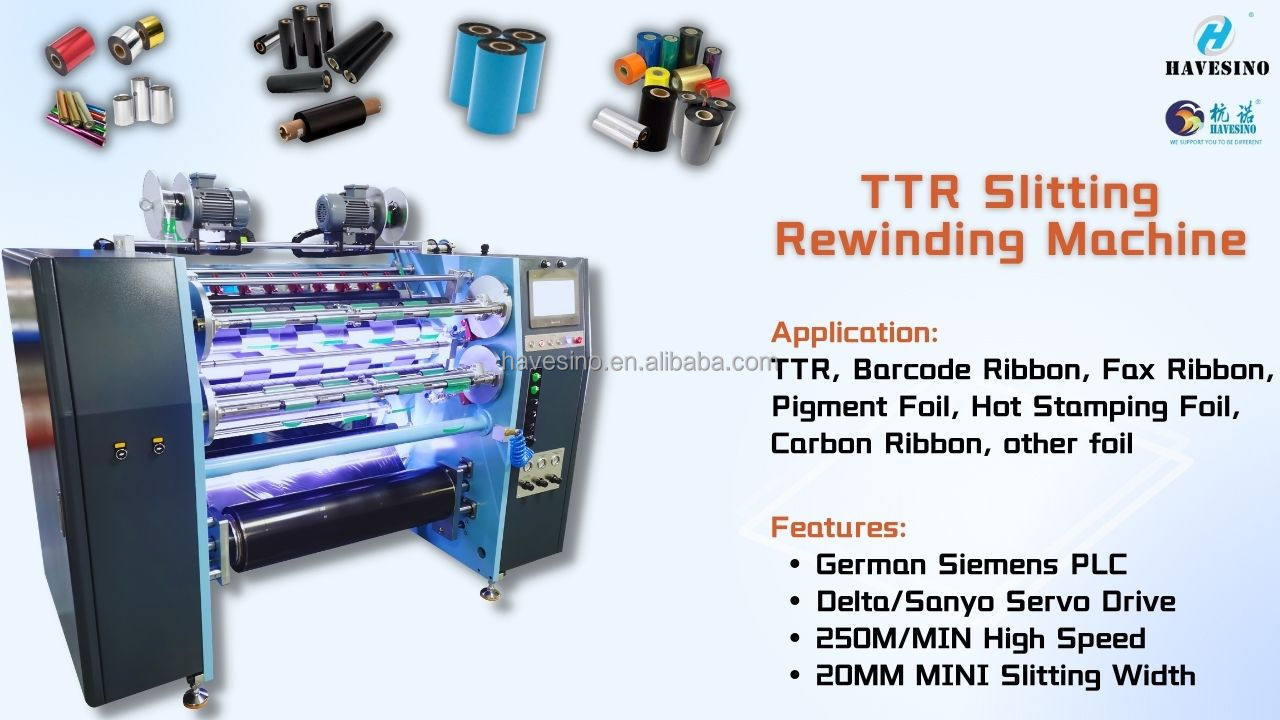 Automatic High Speed  CE Thermal Transfer Ribbon Slitter Barcode Ribbon Cutting Rewinding Ttr Slitting Machine