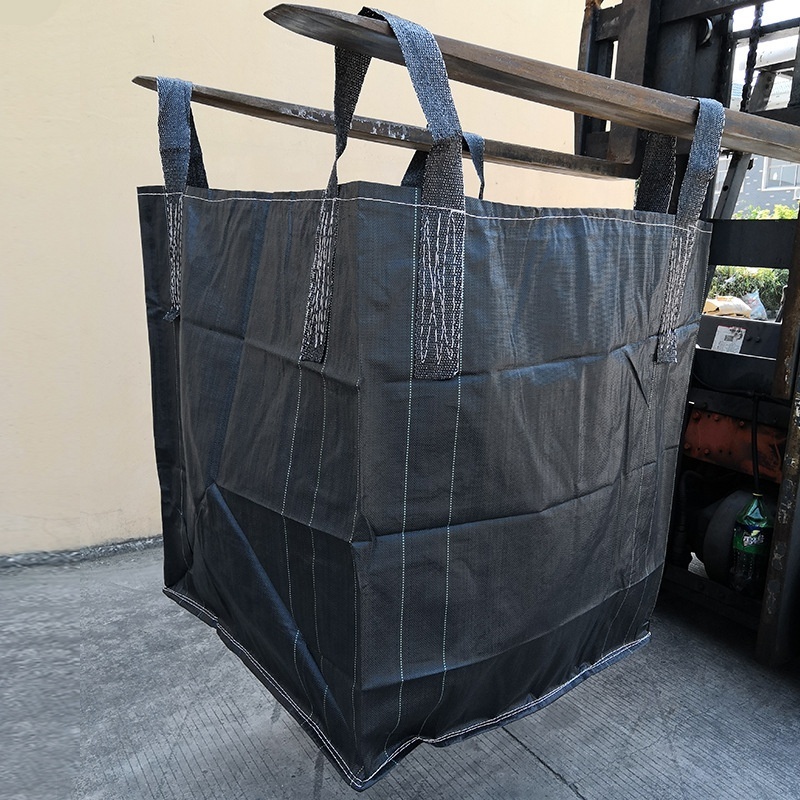 Black Customized Size Top Skirt Bottom Spout Jumbo FIBC Bulk Bag Breathable 1 Ton Woven PP for Bulk Material Storage