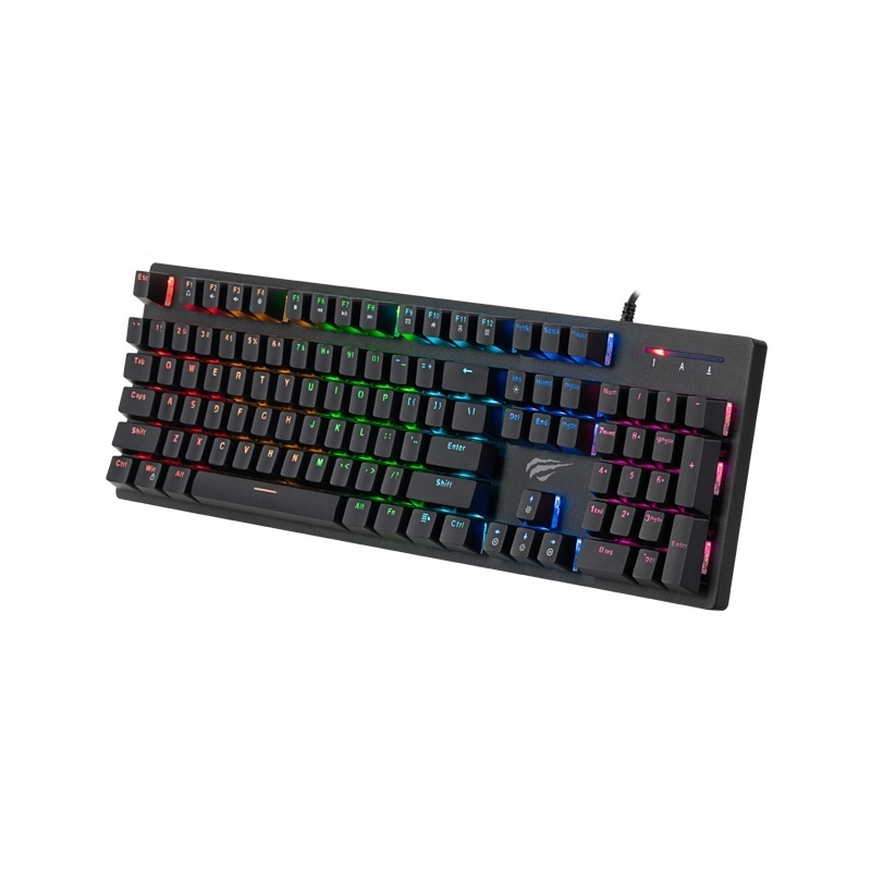 Kb858L Havit Cheap Keyboard RGB Gamer 104 Key Computer Wired Blue Switch Mechanical Keyboard Gaming