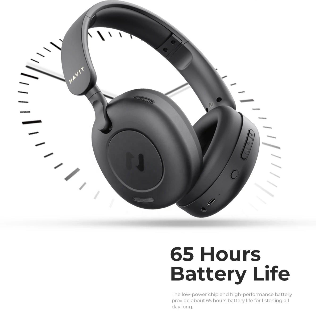 Havit H655BT Active Noise Cancelling Over-ear Wireless Headphone Low Latency  Audifonos BT Foldable Hifi Deep Bass ANC Headphone