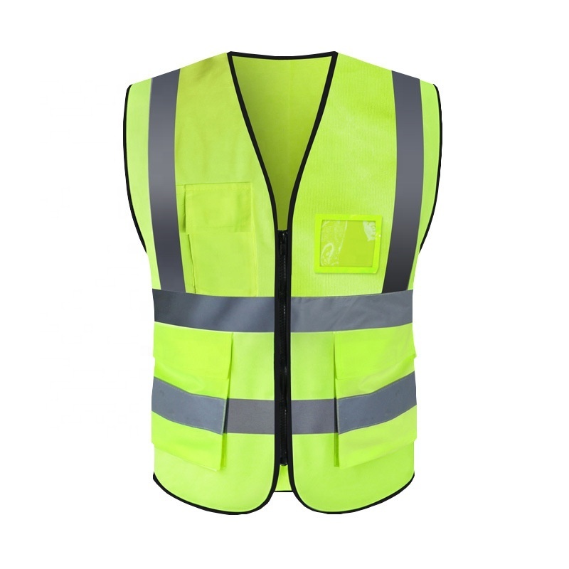 Adjustable High Visibility Bright Neon Breathable Polyester Mesh Fabric Ansi Isea Class 2 Hi Viz Safety Vest