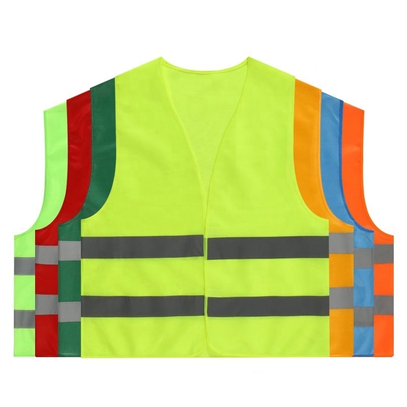 Adjustable High Visibility Bright Neon Breathable Polyester Mesh Fabric Ansi Isea Class 2 Hi Viz Safety Vest