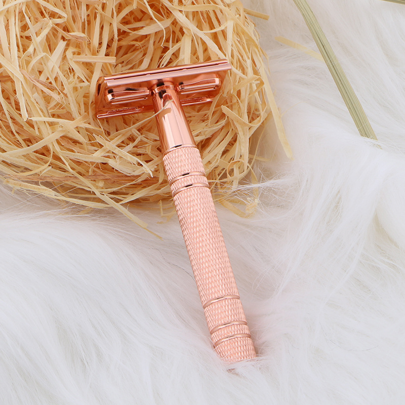 RTS rose gold Classic safety razor competitive price aluminum NEW material double edged blade face hair removal razor