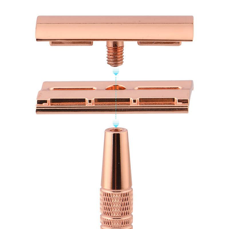 RTS rose gold Classic safety razor competitive price aluminum NEW material double edged blade face hair removal razor