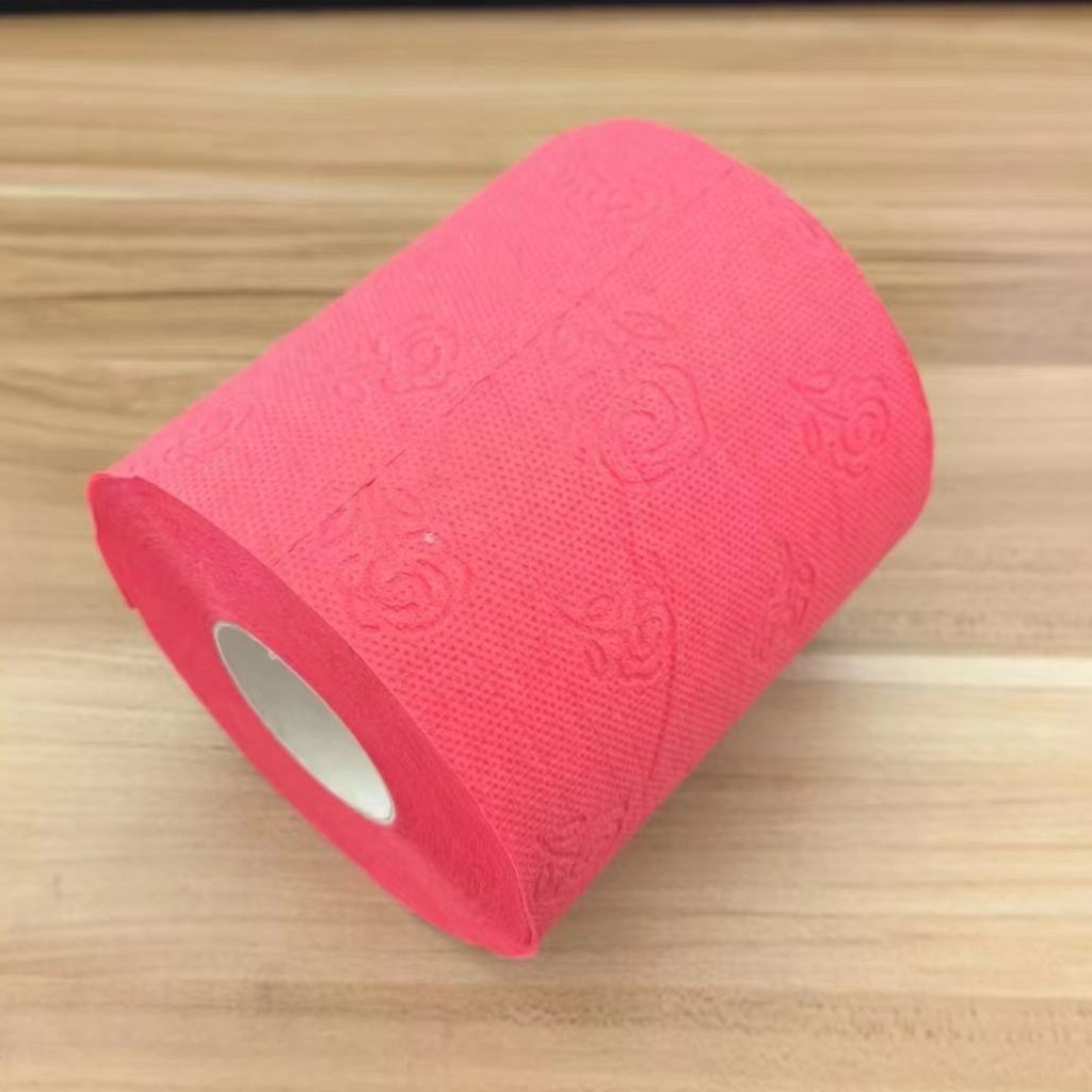 Factory direct wholesale cheap high quality 3 ply virgin wood pulp red colored toilet paper