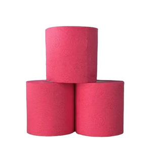 Factory direct wholesale cheap high quality 3 ply virgin wood pulp red colored toilet paper