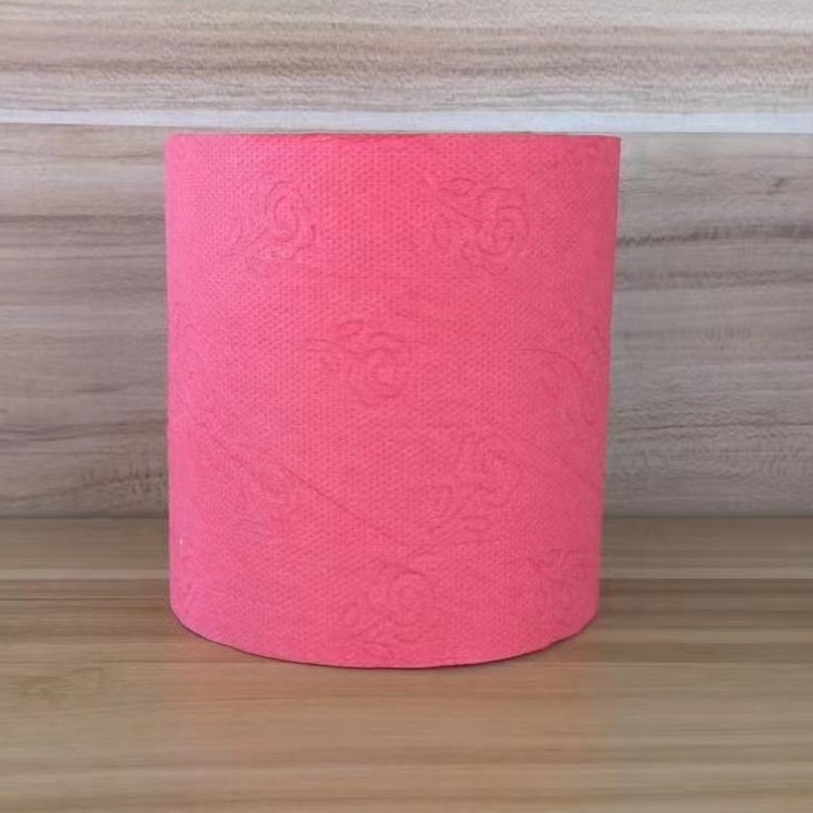 Factory direct wholesale cheap high quality 3 ply virgin wood pulp red colored toilet paper