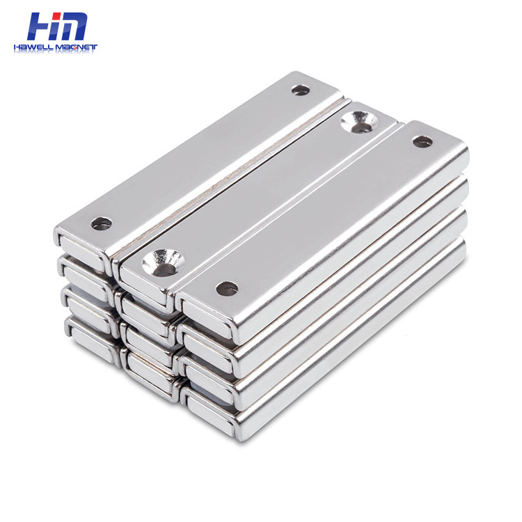 Heavy Duty Industrial Neodymium Rectangular Strong Bar Channel Pot Magnets with Countersunk Hole