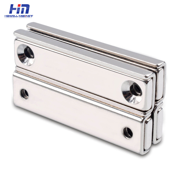 Heavy Duty Industrial Neodymium Rectangular Strong Bar Channel Pot Magnets with Countersunk Hole