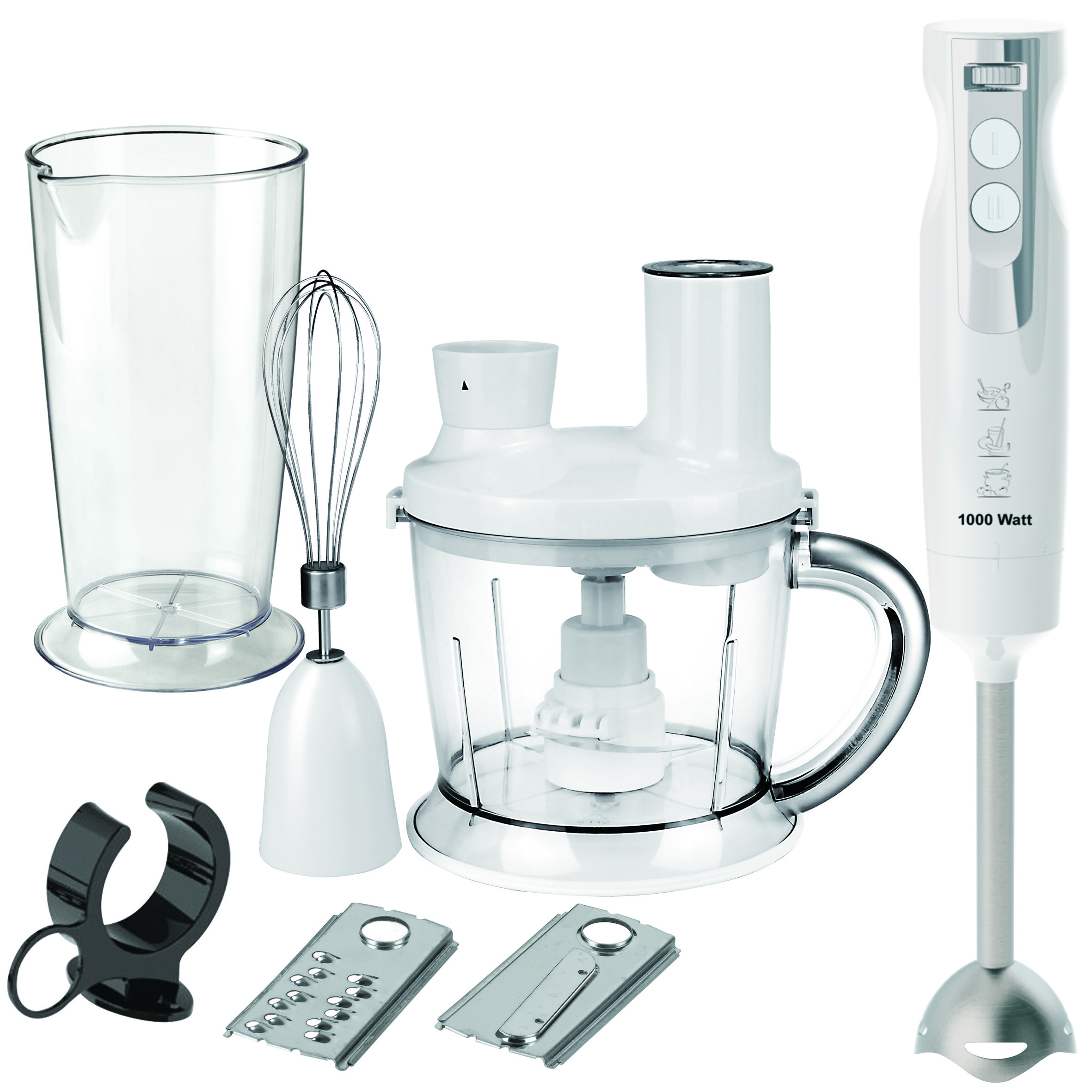 Hawkins 4 in 1 Hand Blender Stick Mixer 230V 1000W Manual Hand Blender 2 Speeds Vegetable Chopper Rechargeable Handheld Blender