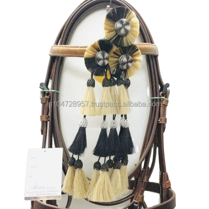 Leather Spanish Bridle tassel equestrian products American tack products with headstall and knotted