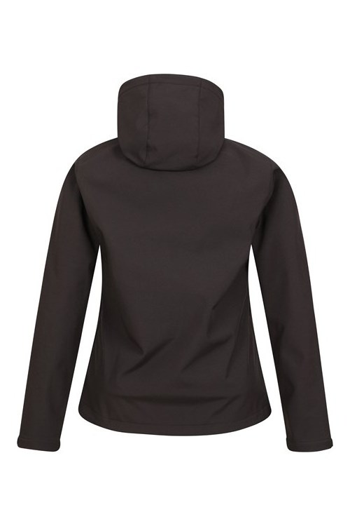 New Trend High Quality Sportswear Breathable Womens Water Resistant Softshell Jacket with Twi Side Pockets and Hoodie