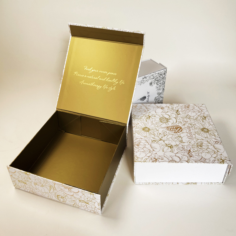 High quality custom high-grade gold embossed box packaging for magnetic paper foldable gift box