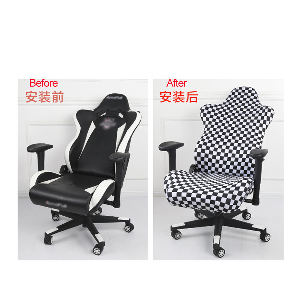 Gaming Chair Slipcover Stretch Seat Chair Cover for Leather Computer Reclining Racing Ruffled Gamer Chair Protector