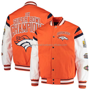 Orange Letterman Varsity Jacket  with White Leather Sleeve and Custom Front Back And Sleeves Embroidery