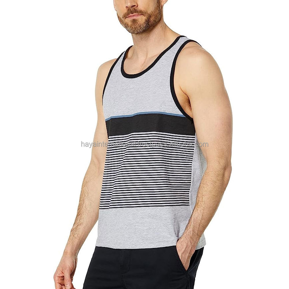 High Elastic Stretch Customized Logo Casual Sleeveless Knitted tank top Ribbed Men's Muscle Man Tank Top Vests for Men