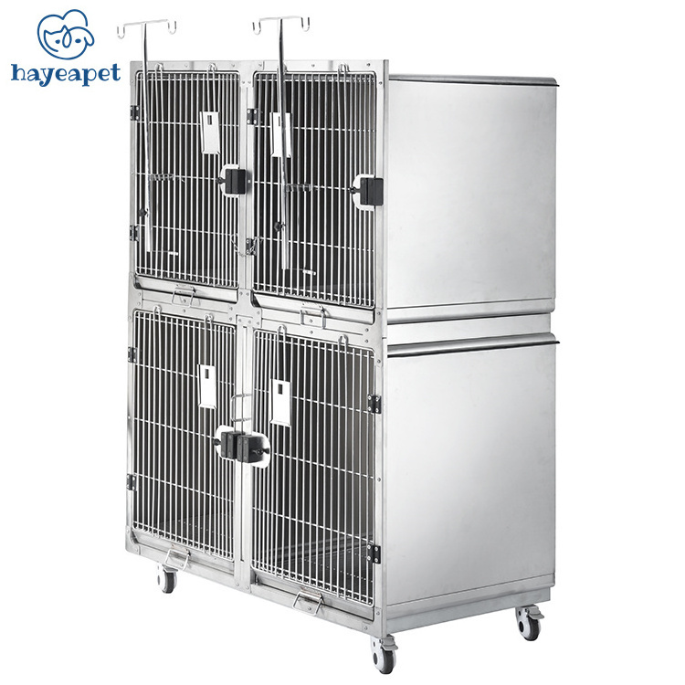 Veterinary Recovery Cage Clinic Veterinary Heavy Duty Stainless Steel Vet Dog Cage Kennel With Wheels