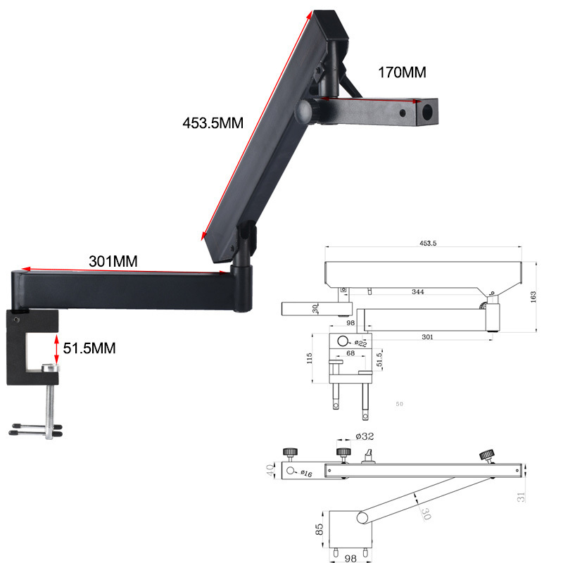 Real 4K UHD 60FPS HDMI USB Camera Stereo Trinocular 3.5X-90X Simul Focal Microscope Articulating Arm Stand for Repair Soldering