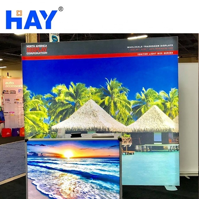 Custom Printed Portable Aluminum Fabric Freestanding Double Sided Back Lit Display Stands For Exhibitions