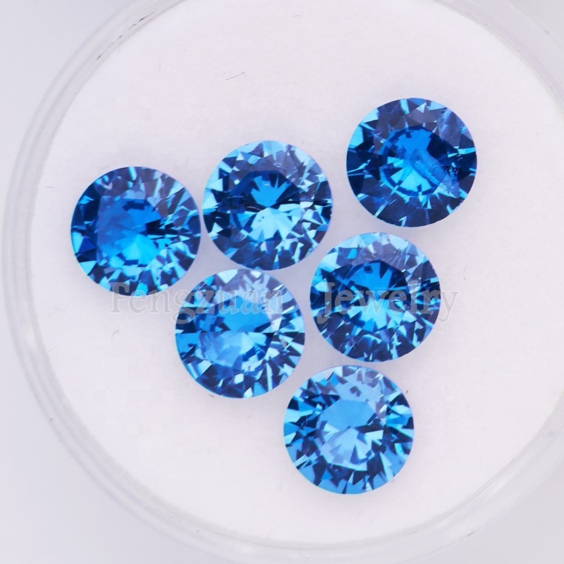 Wuzhou wholesale 3A quality loose CZ gemstone 1mm 3mm 5mm 10mm Sapphire blue color Synthetic cubic zirconia