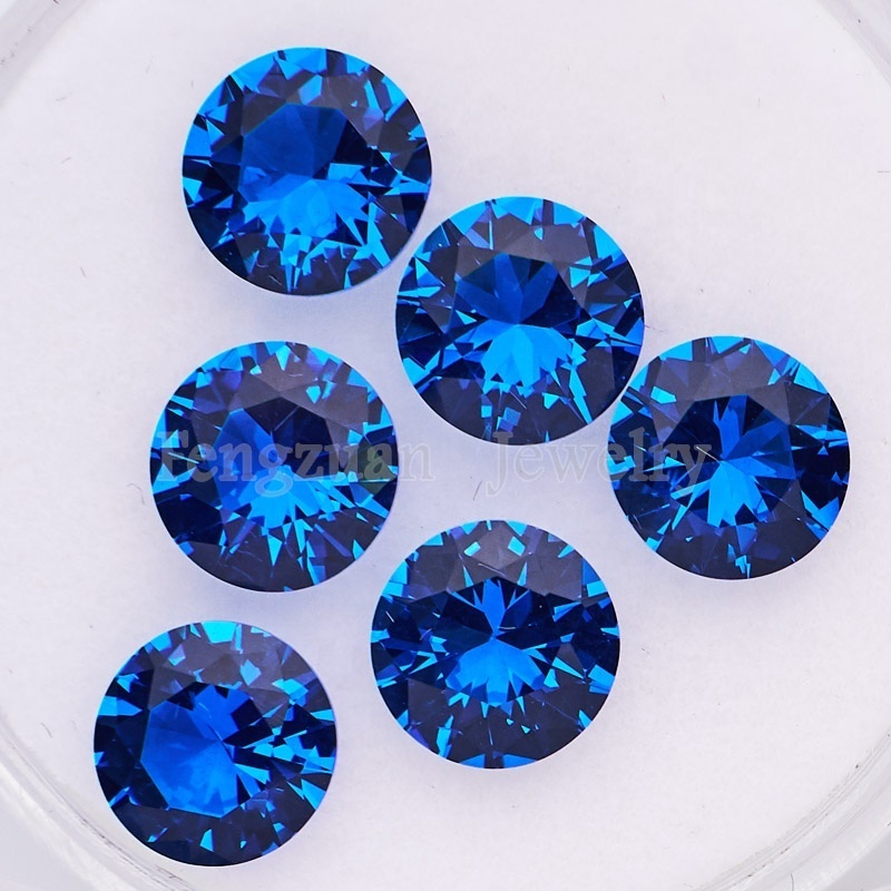 Wuzhou wholesale 3A quality loose CZ gemstone 1mm 3mm 5mm 10mm Sapphire blue color Synthetic cubic zirconia