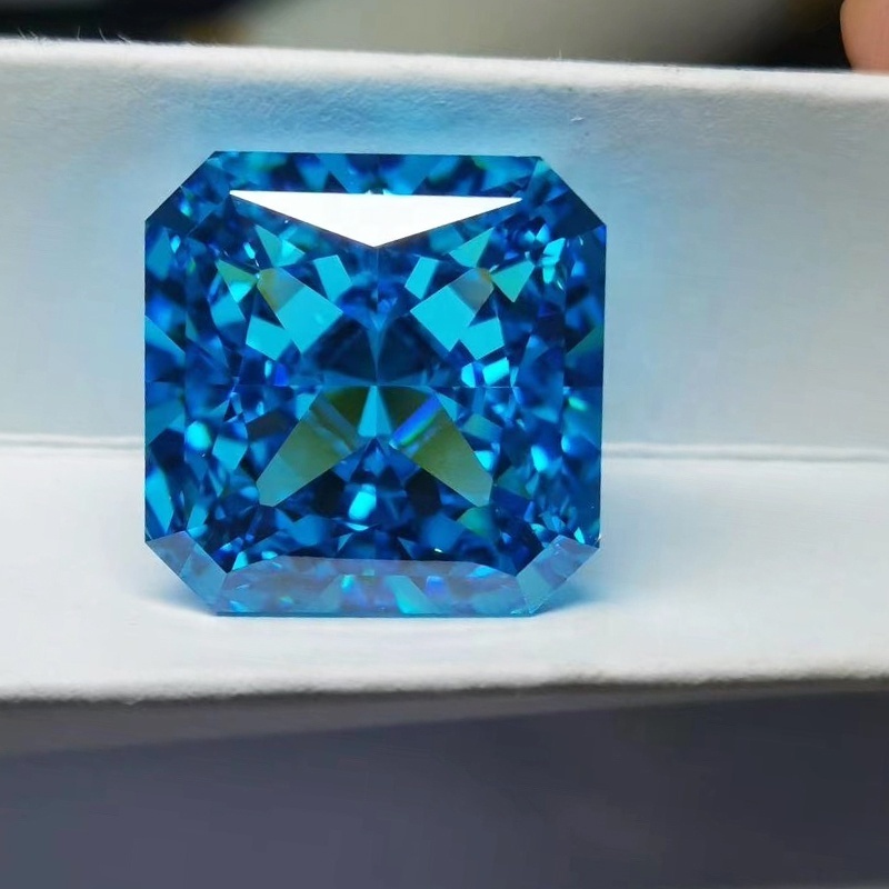 wholesale 3A high quality sapphire blue loose gemstone 3x3mm~12x12mm sunshin square cut natural cubic zirconia