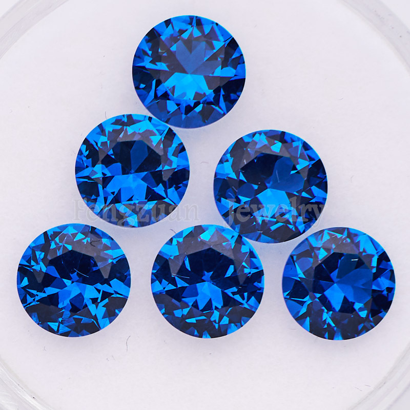 Wuzhou wholesale 3A quality loose CZ gemstone 1mm 3mm 5mm 10mm Sapphire blue color Synthetic cubic zirconia