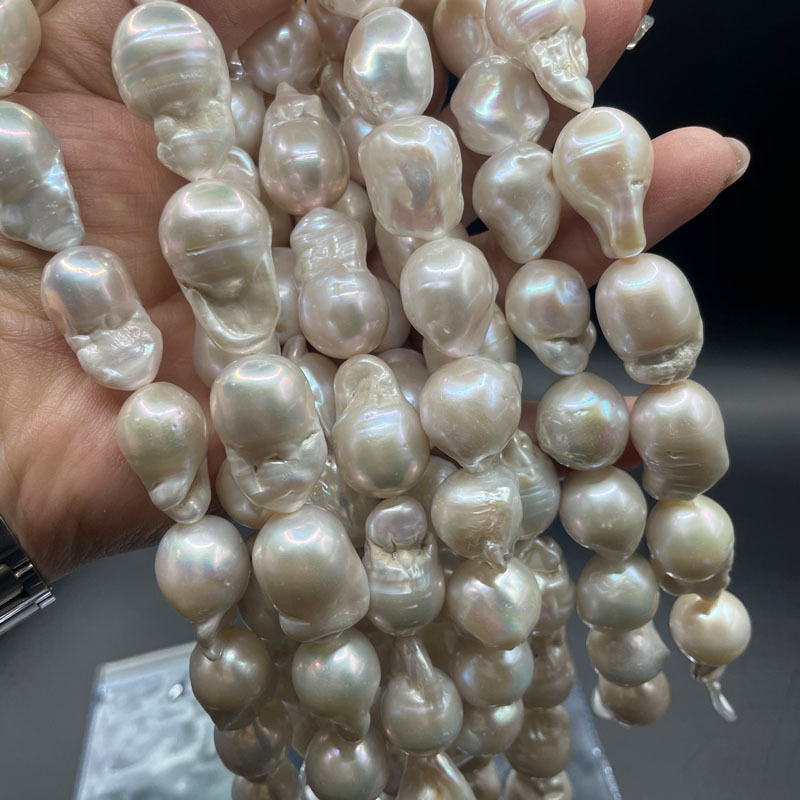 Wholesale white baroque pearl strand natural freshwater loose pearls irregular baroque pearl beads for jewelry making