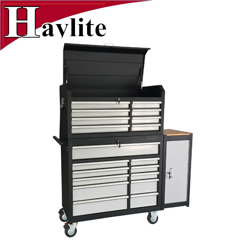 stainless steel tool master chest & cabinet with bamboo top