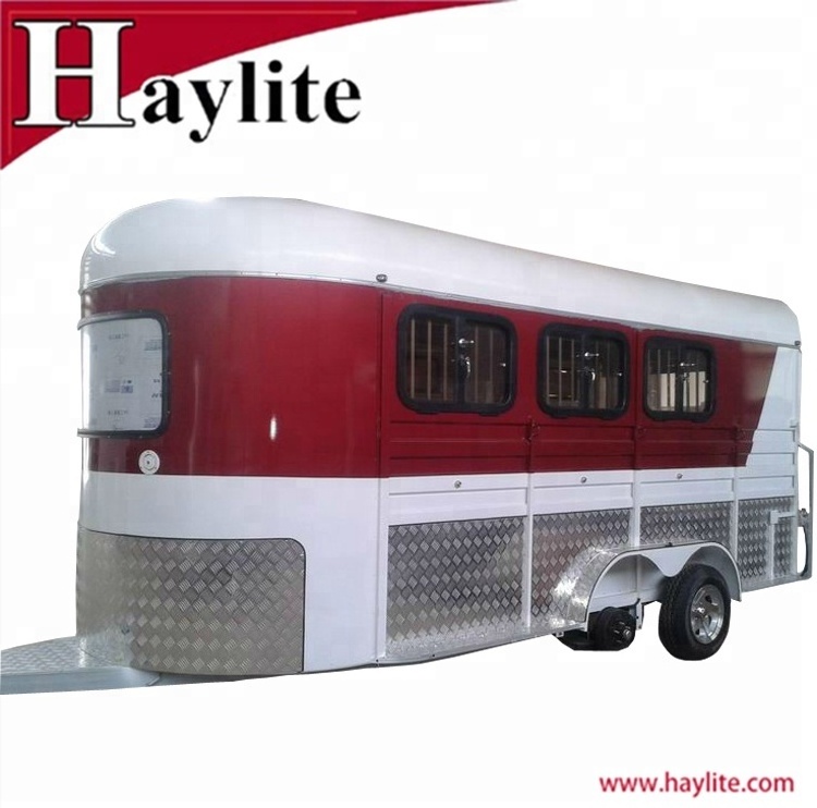 Australia standard angle load  3 horse trailer float with aluminium windows door and ramp