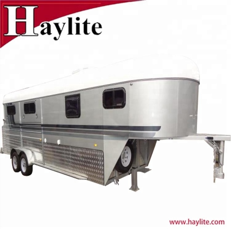 Australia standard angle load  3 horse trailer float with aluminium windows door and ramp