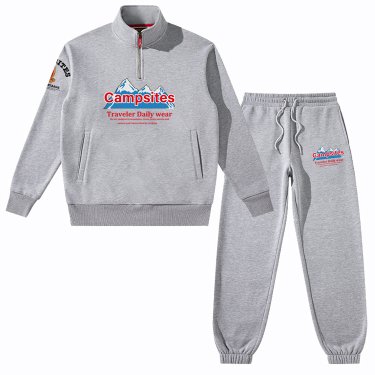 Unisex 100% Cotton Sweatsuits Fleece Thick Tracksuits Custom High Quality Embroidered Logo Sweatsuit