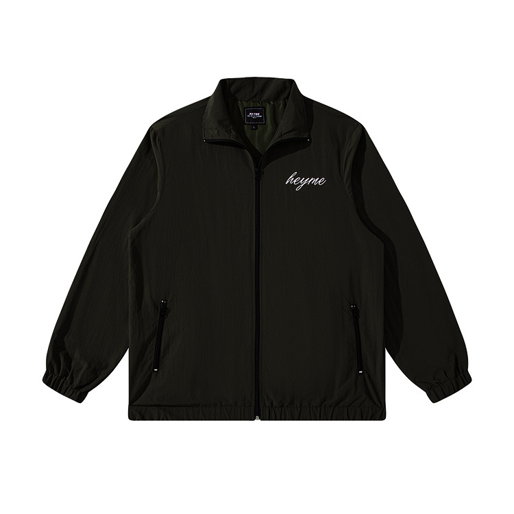 Custom Embroidery Logo Satin Lining Nylon Material Windbreaker Mens Windbreaker Jacket