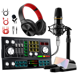 Hayner-Seek External Music Mixer Live Streaming Kit With 48V XLR Condenser Microphone and Earphone