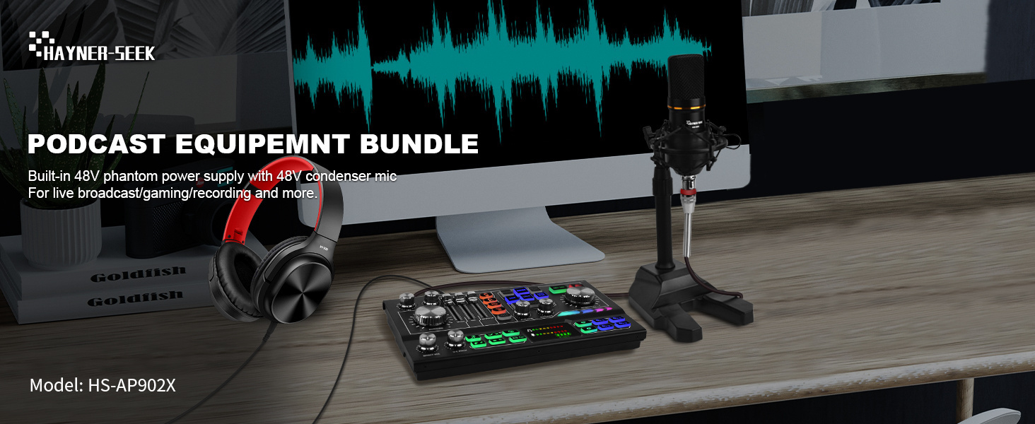 Hot sale Podcast equipment bundle for live streaming and audio recording with Noise Reduction