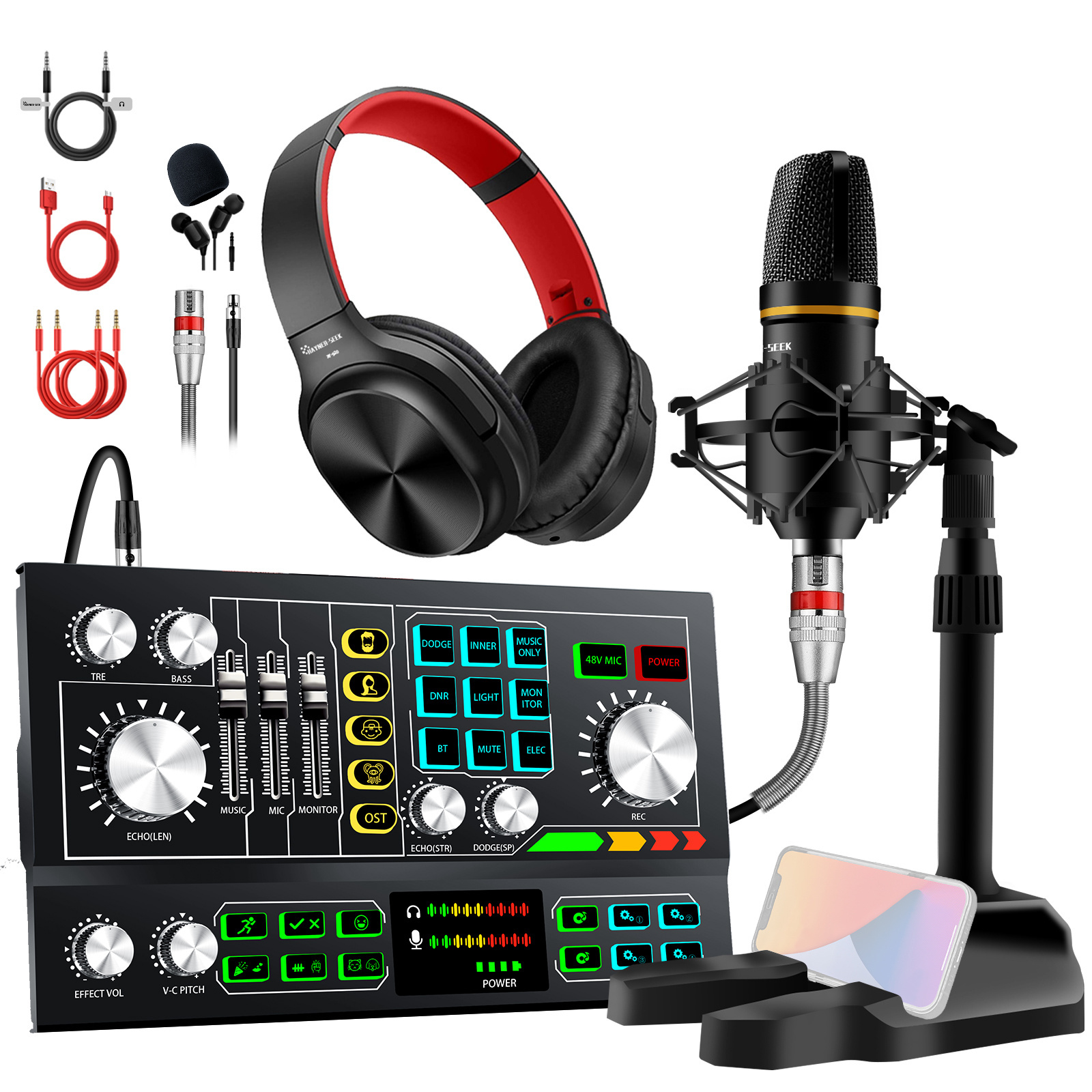 Hot sale Podcast equipment bundle for live streaming and audio recording with Noise Reduction