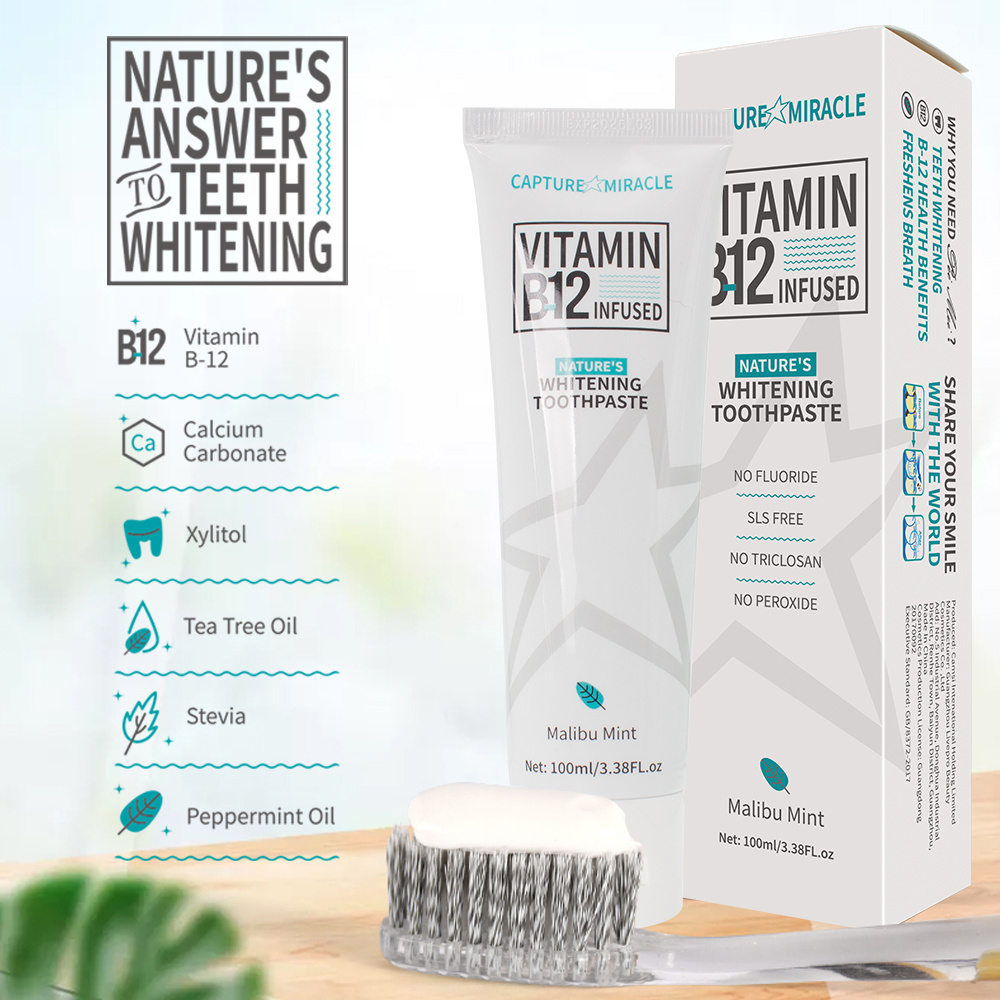 Vitamin B12 Whitening Toothpaste No Fluoride Mint Organic Tooth Paste