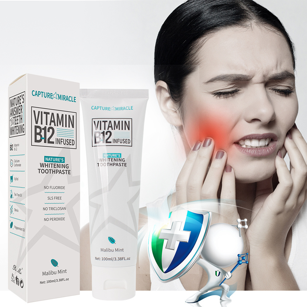 Vitamin B12 Whitening Toothpaste No Fluoride Mint Organic Tooth Paste