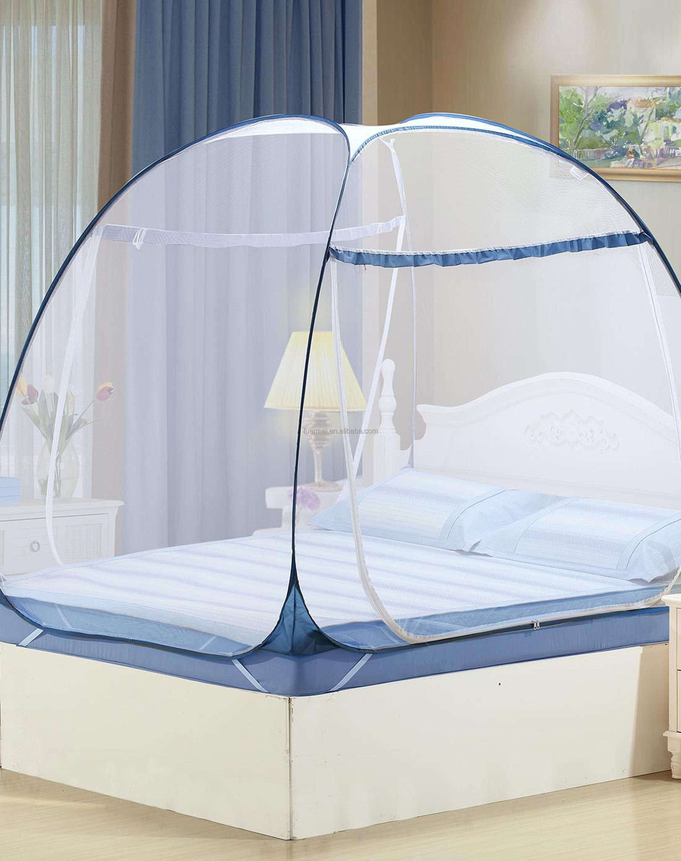 Double bed folding folding mosquito net single door auto stand pop -up mosquito net