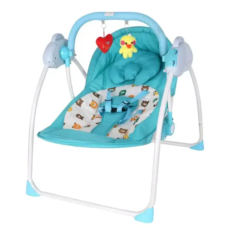 Vibrating plastic folding baby bouncer and toddler rocker chair