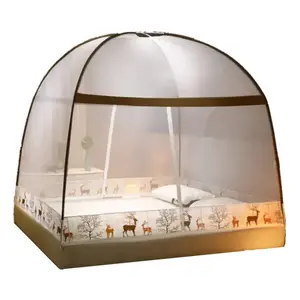 Double bed folding folding mosquito net single door auto stand pop -up mosquito net