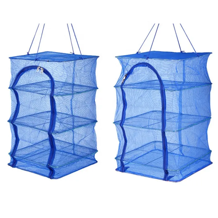 Hydroponic Herb Plant Vegetable Fruit Fish Drying Net Hanging Multi Layer Foldable Waterproof Black Nylon Mesh Drying Net