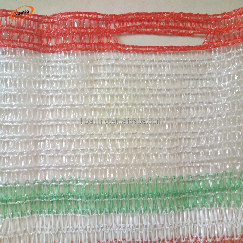 Pe plastic knitted raschel mesh bag in rolls for automatic packing