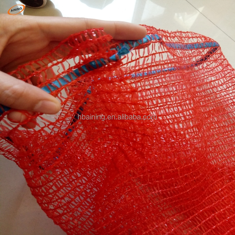 Pe plastic knitted raschel mesh bag in rolls for automatic packing